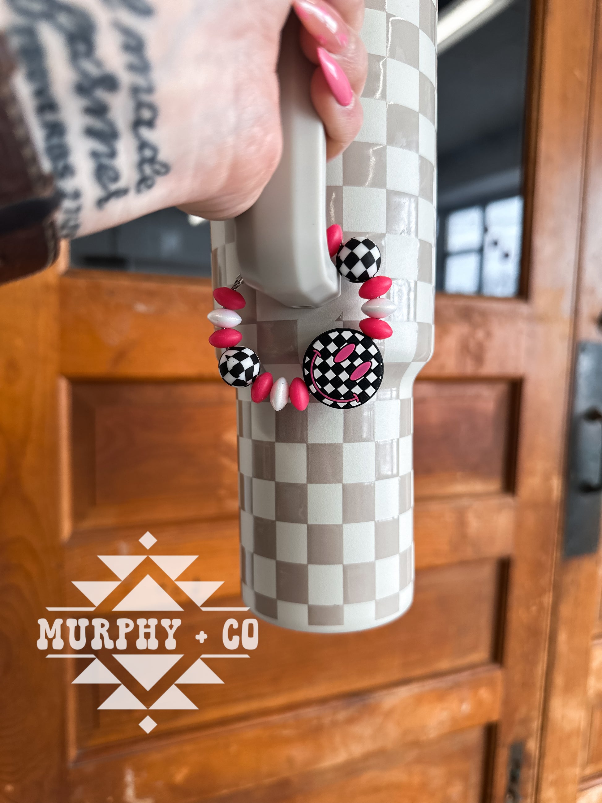 HOT PINK + CHECKER CUP CHARM