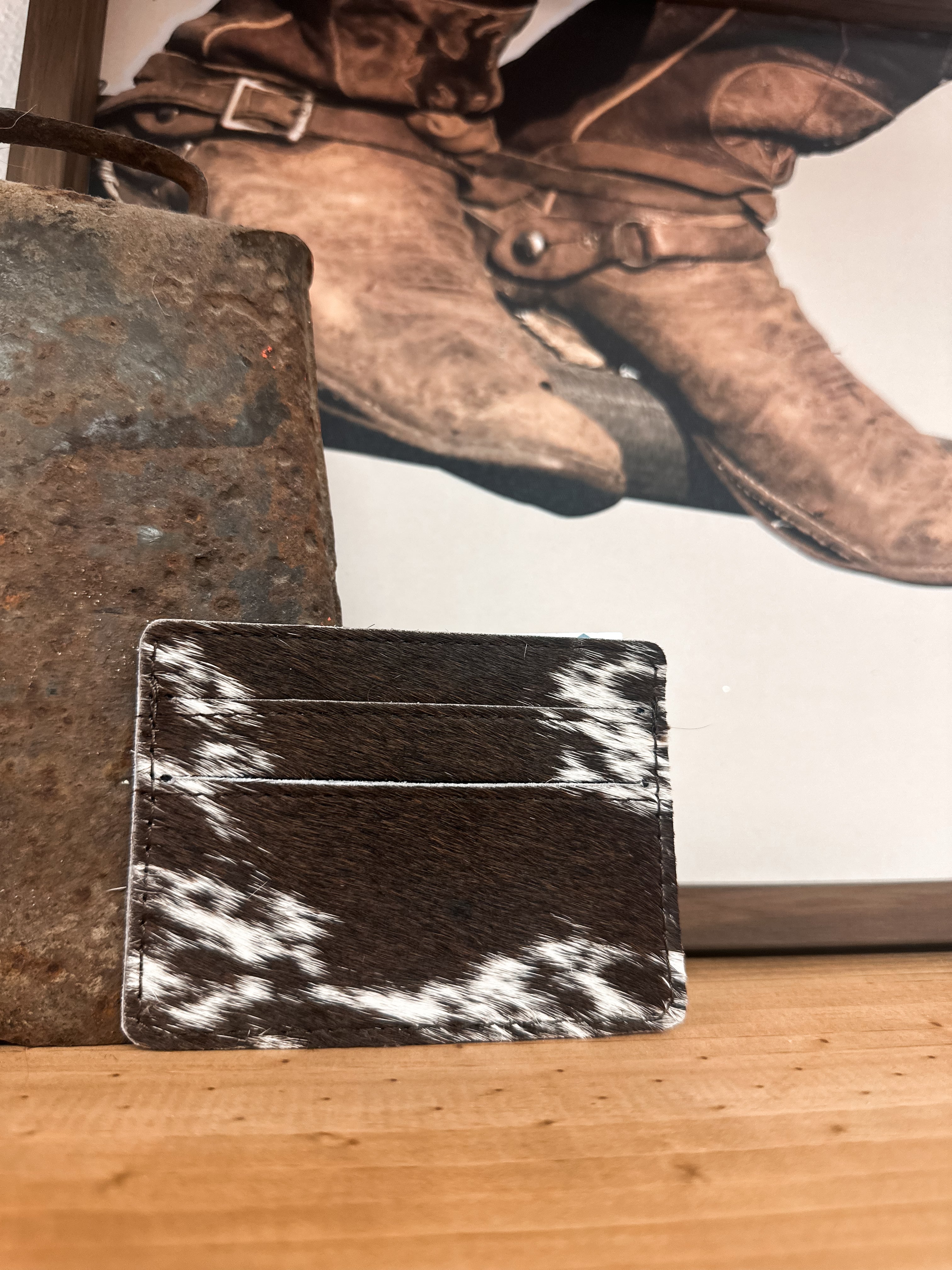 COWHIDE CREDIT CARD WALLET- SPECKLED