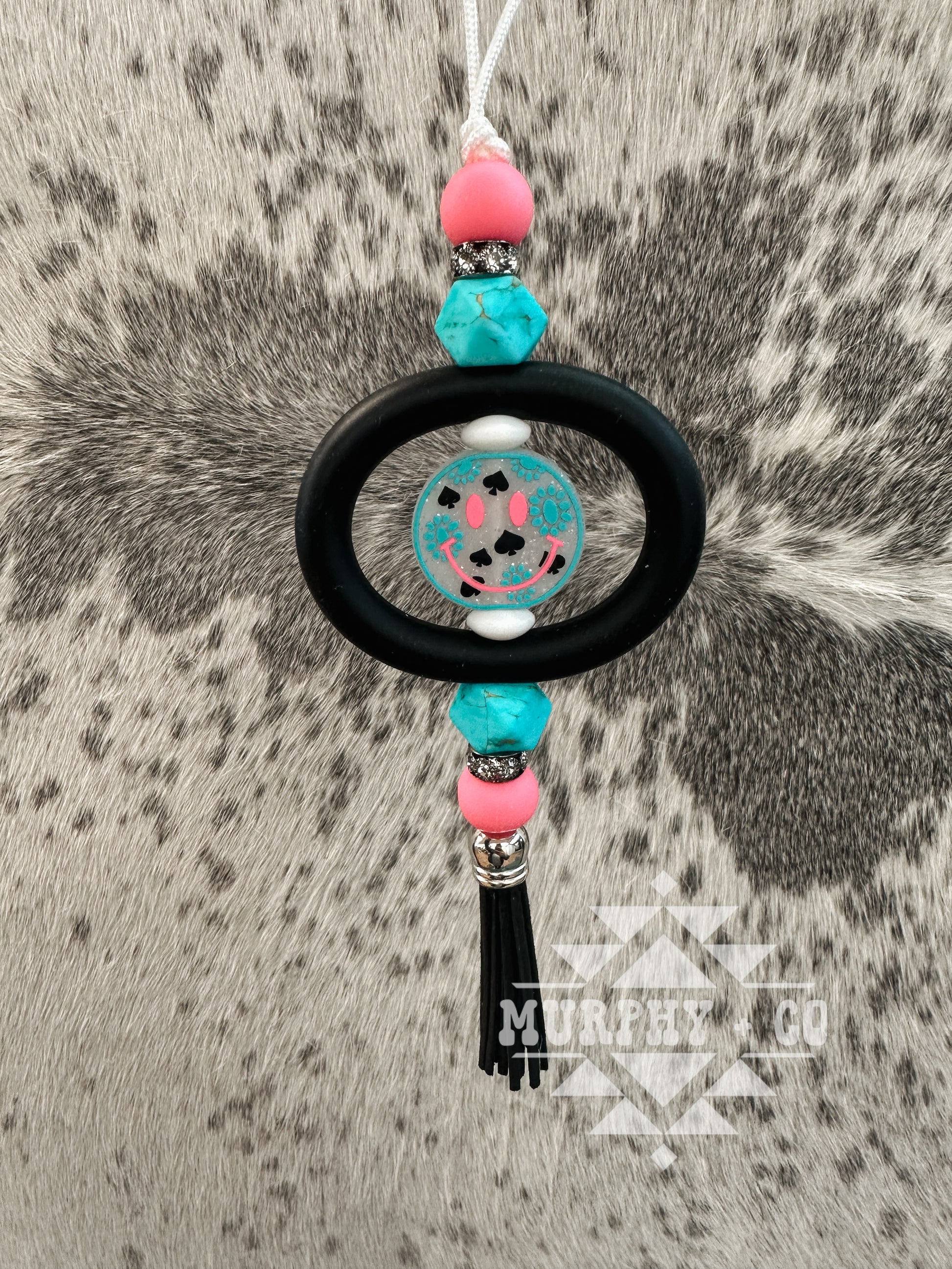 TURQUOISE CONCHO SMILEY CAR CHARM