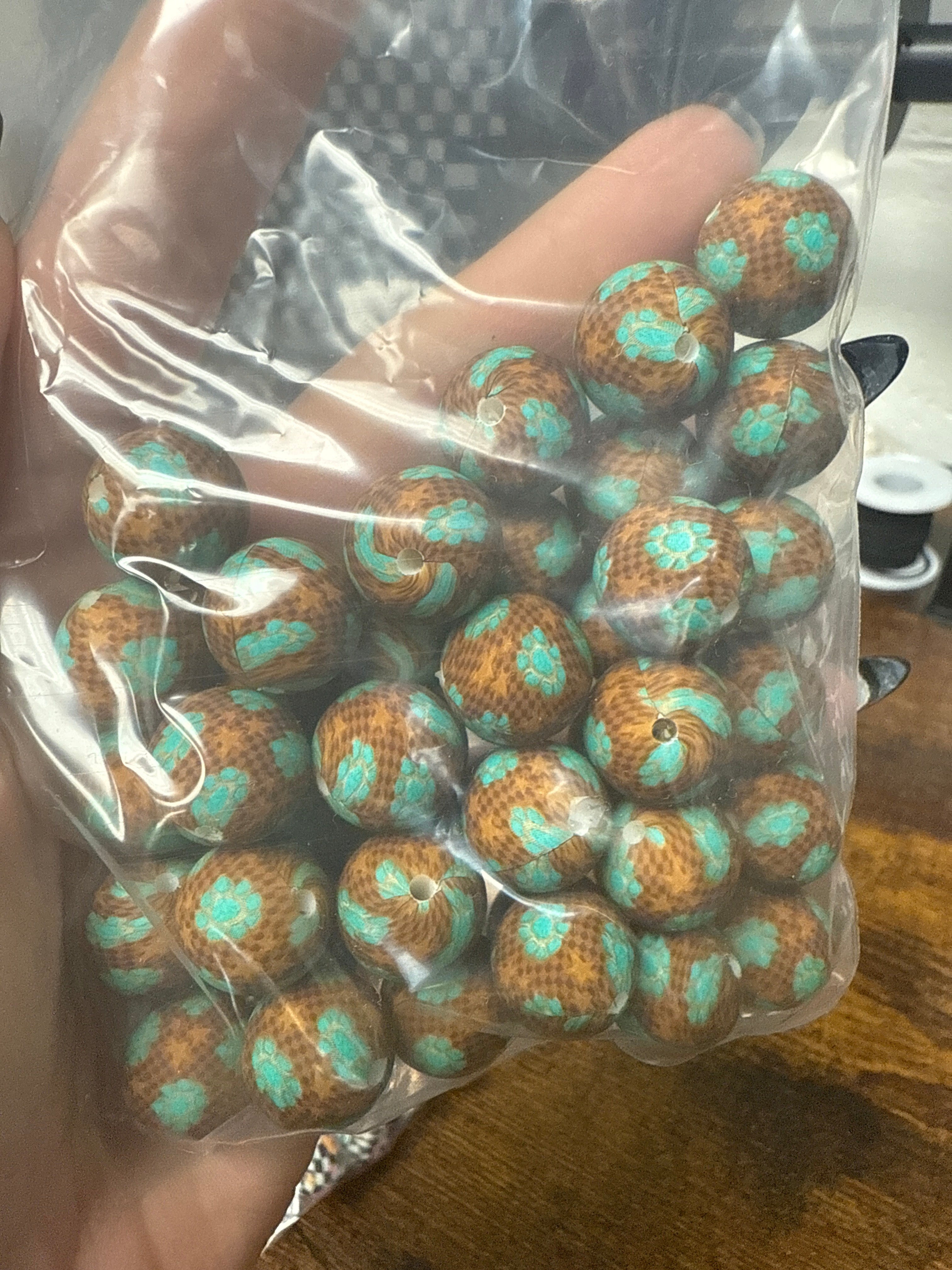 PACK OF 42 BROWN CHECKER TURQ