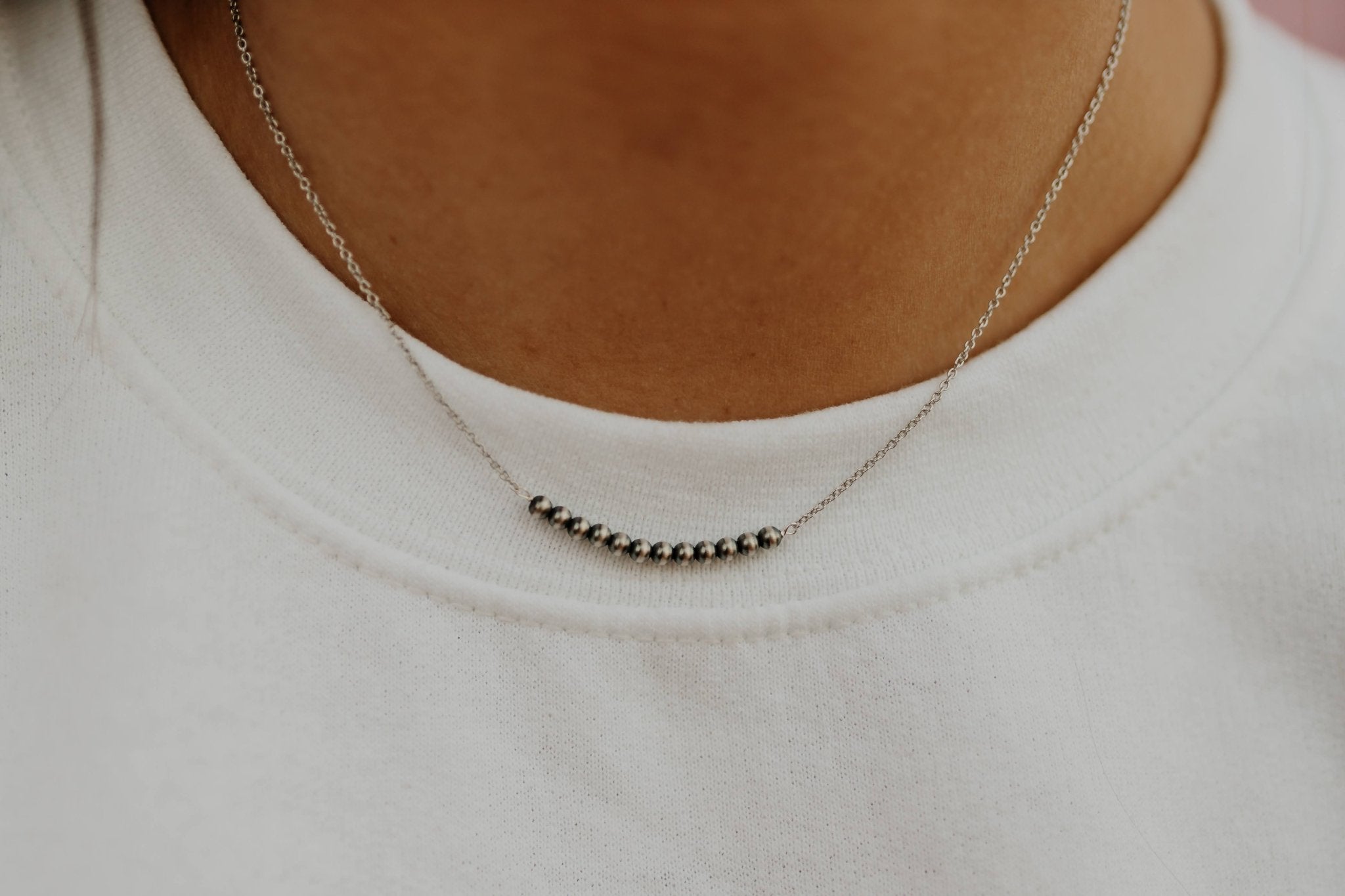 Authentic Silver Pearl Bar Necklace
