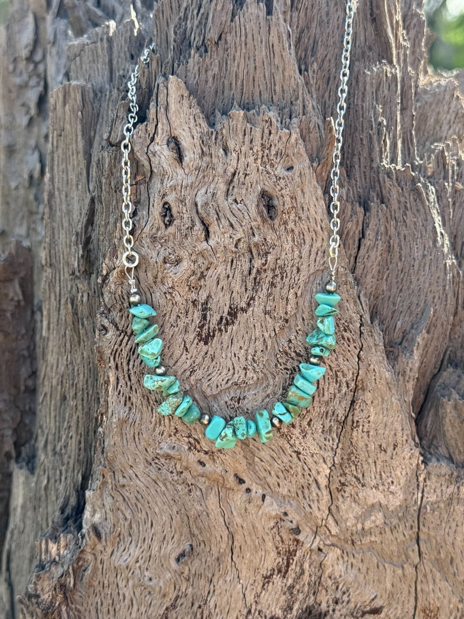 Authentic Turquoise Chips Chain Necklace