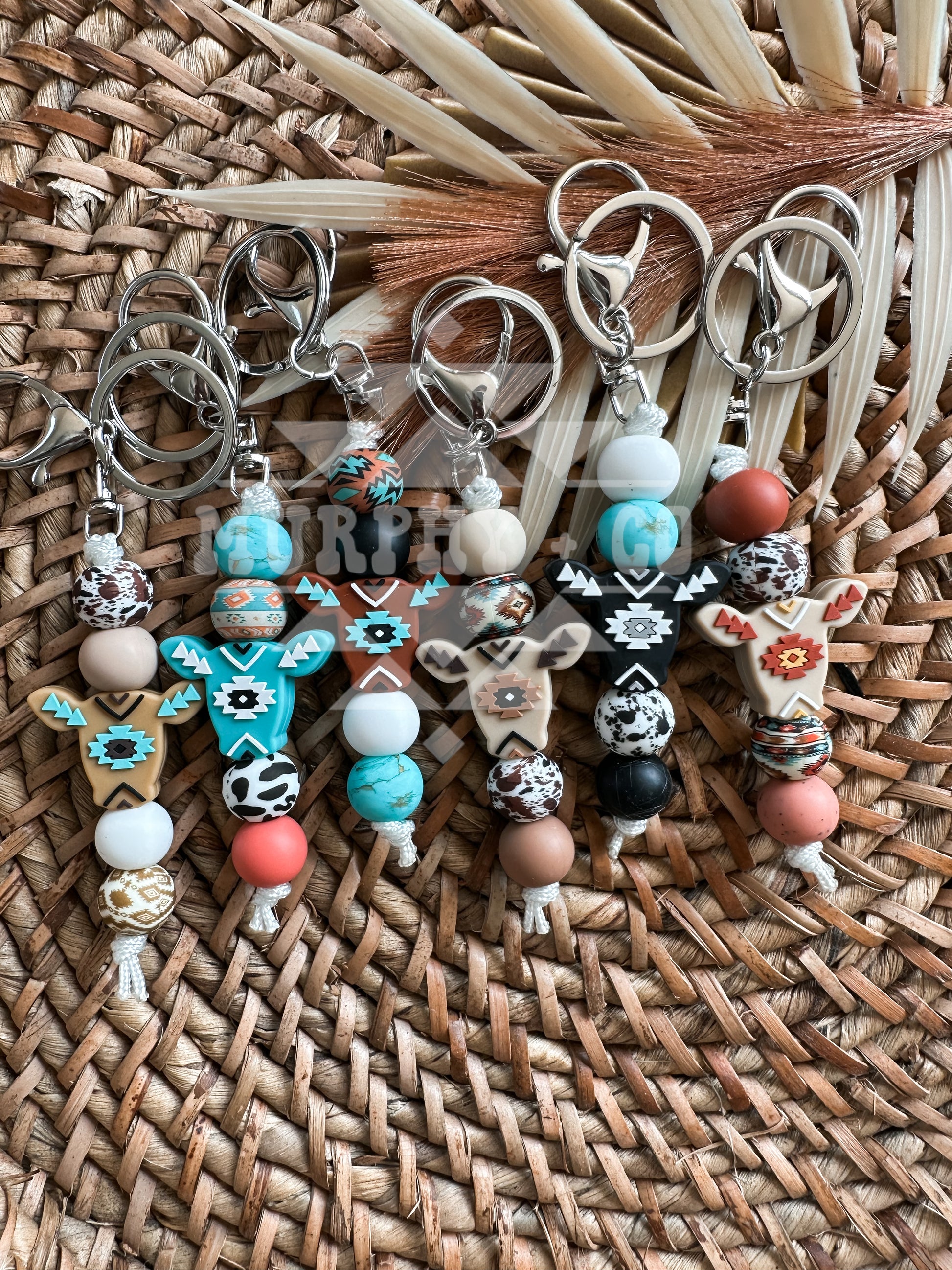 AZTEC COW MINI KEYCHAIN