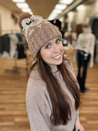 AZTEC POM POM BEANIE - MOCHA