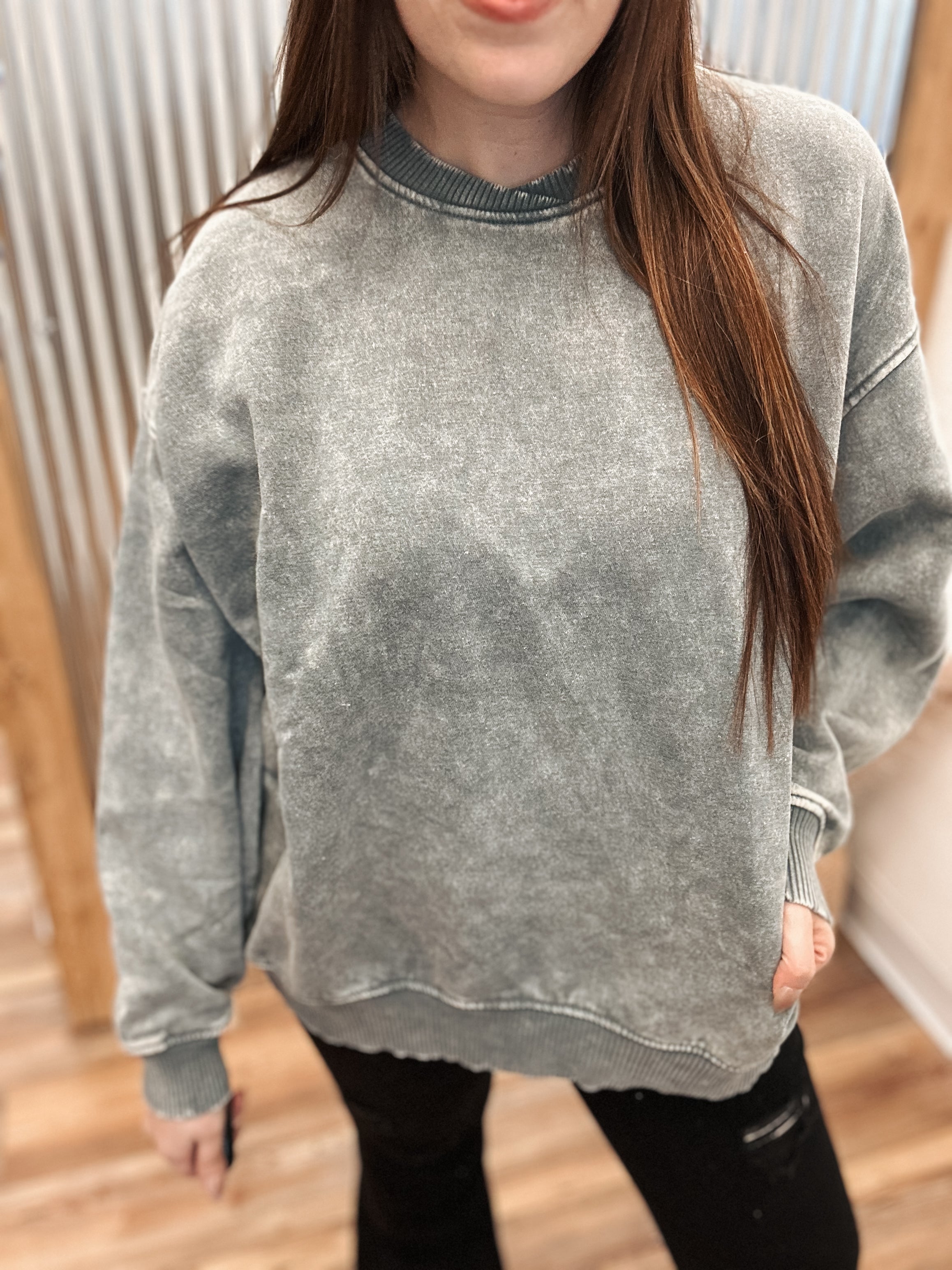 OVERSIZED FLEECE PULLOVER - ASH JADE