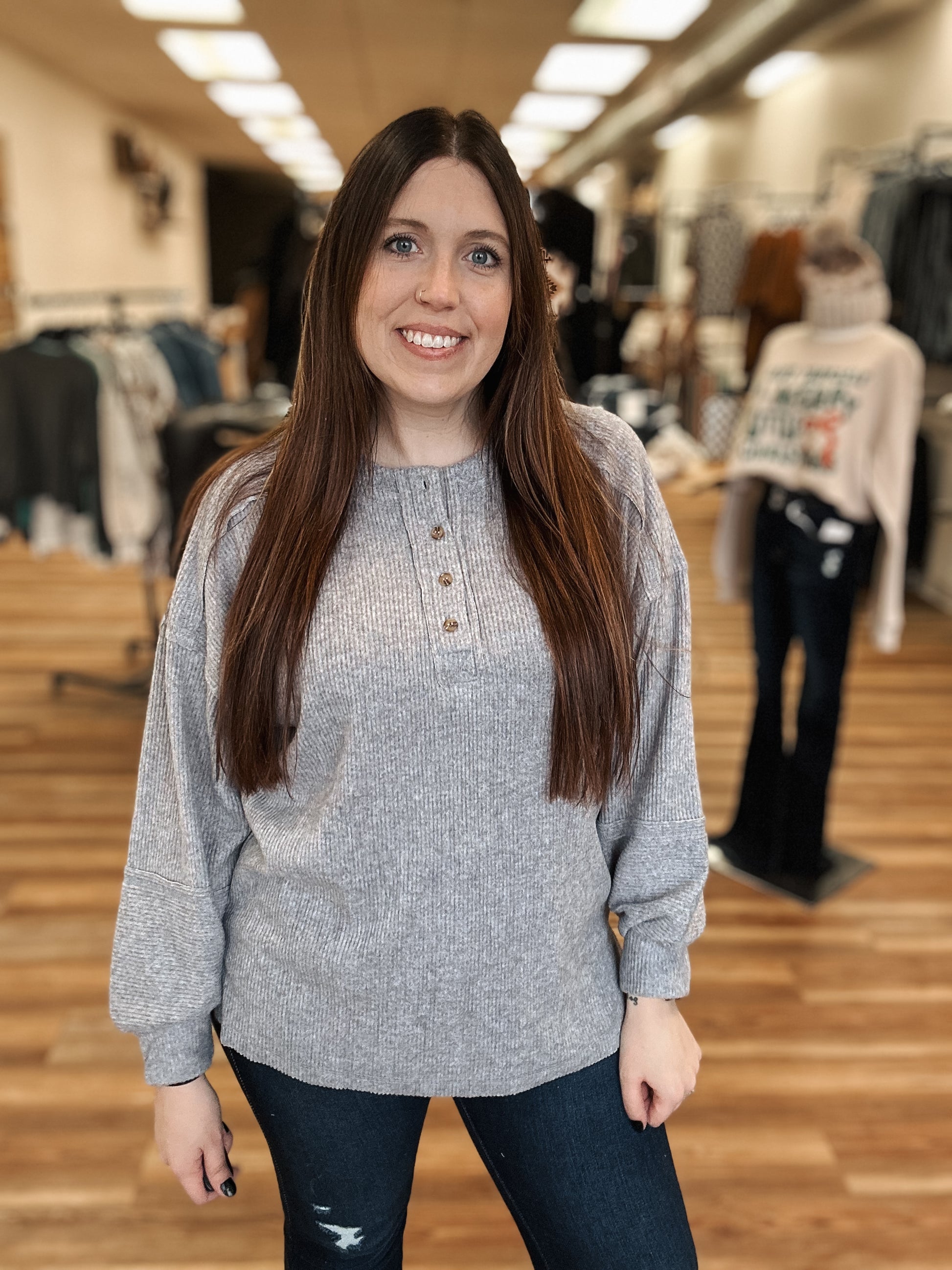 THE RANCHERO TOP - HEATHER GRAY