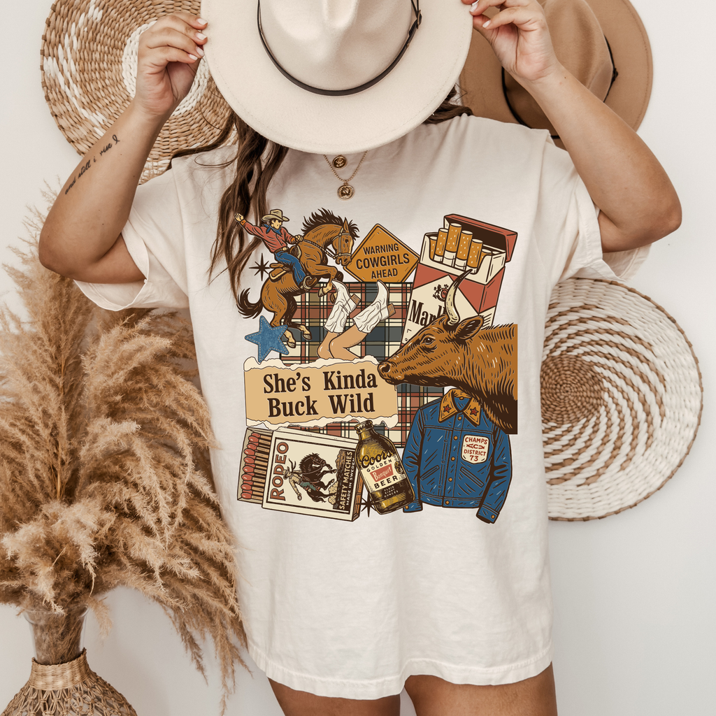 BUCK WILD COLLAGE GRAPHIC SHIRT OR SWEATSHIRT