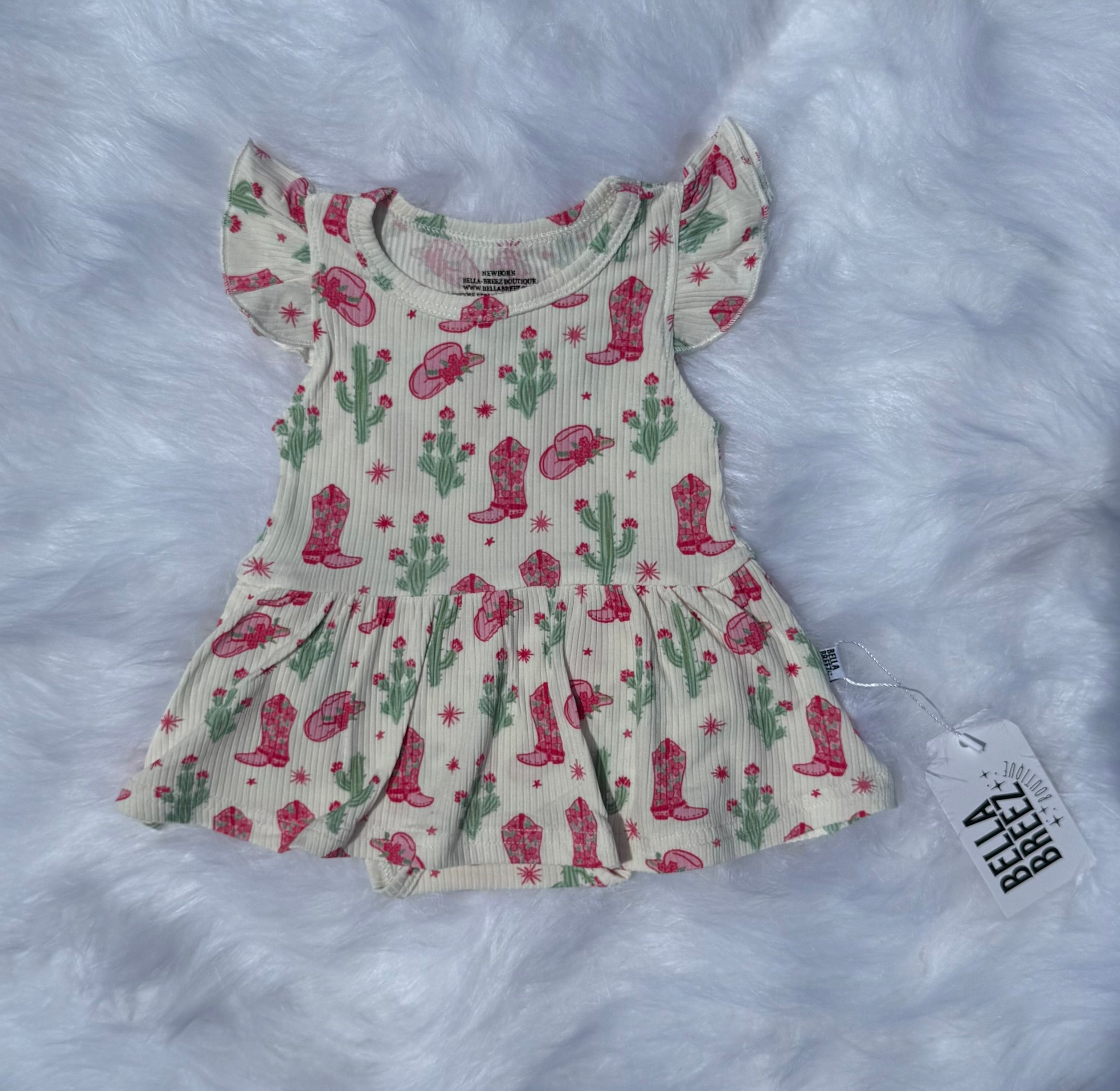 Coastal Cowgirl Ribbed Bamboo Skirted Romper