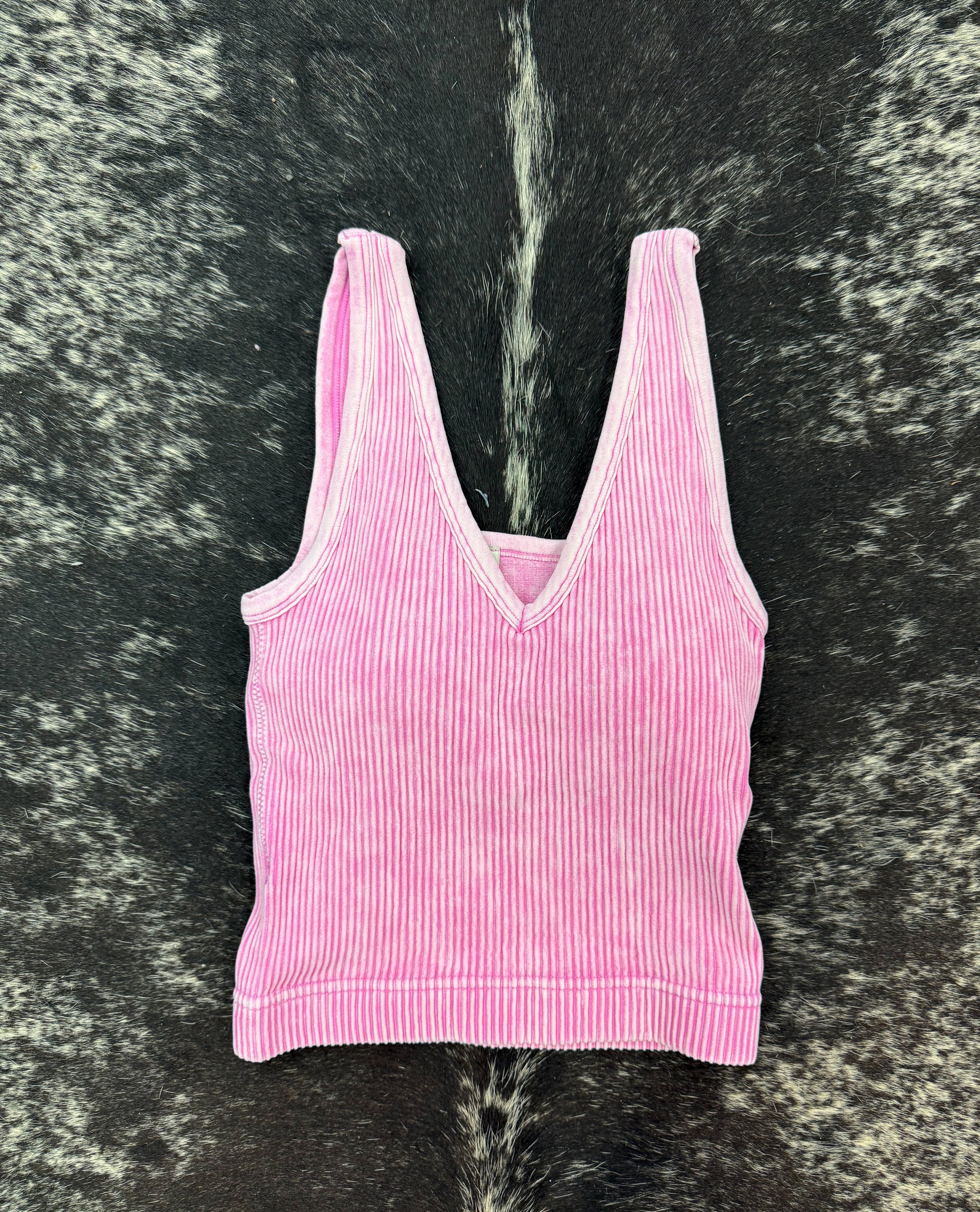 RIBBED CROPPED BRALETTE (PADDED) - MAUVE