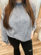 OVERSIZED ACID WASH FLEECE PULLOVER - MARLIN