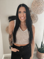 RIBBED CROPPED BRALETTE (PADDED) - ASH MOCHA