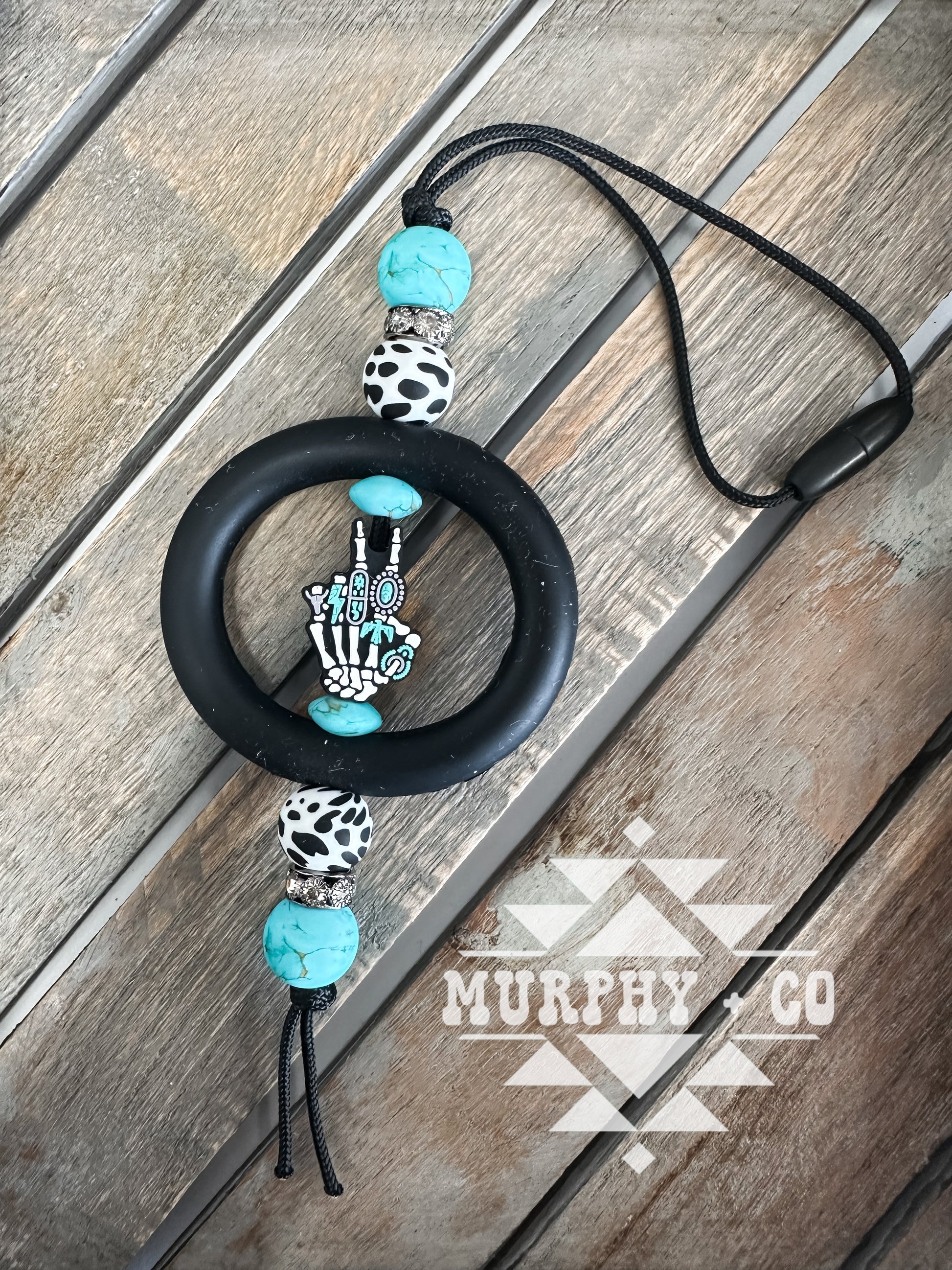 TURQUOISE SKELLIE HAND CAR CHARM