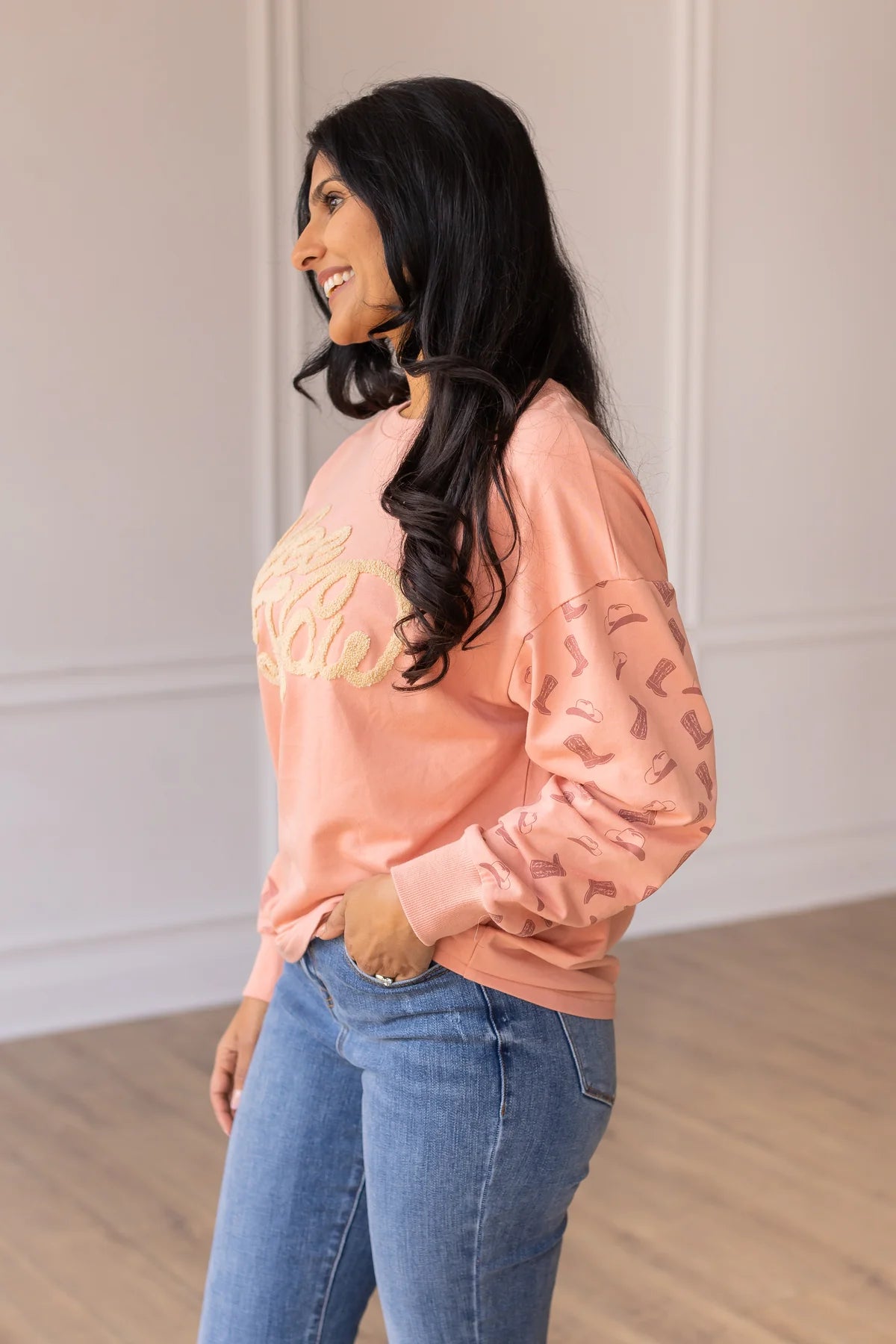 YEEHAW BLUSH PINK PULLOVER