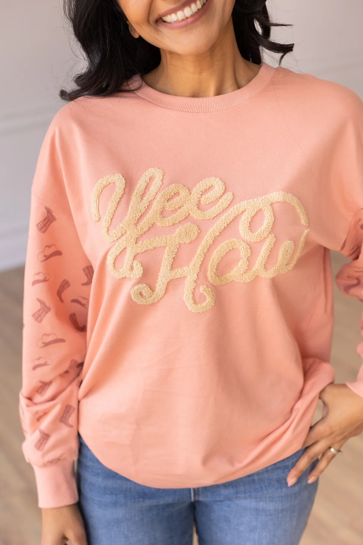 YEEHAW BLUSH PINK PULLOVER