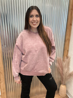 OVERSIZED FLEECE PULLOVER - LIGHT ROSE