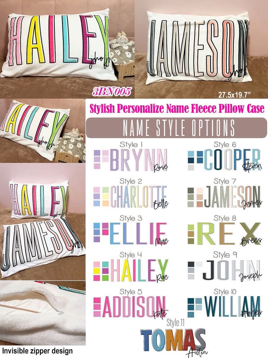 PERSONALIZED FLEECE PILLOW CASE - PREORDER * ARRIVES EARLY/MID SEPT