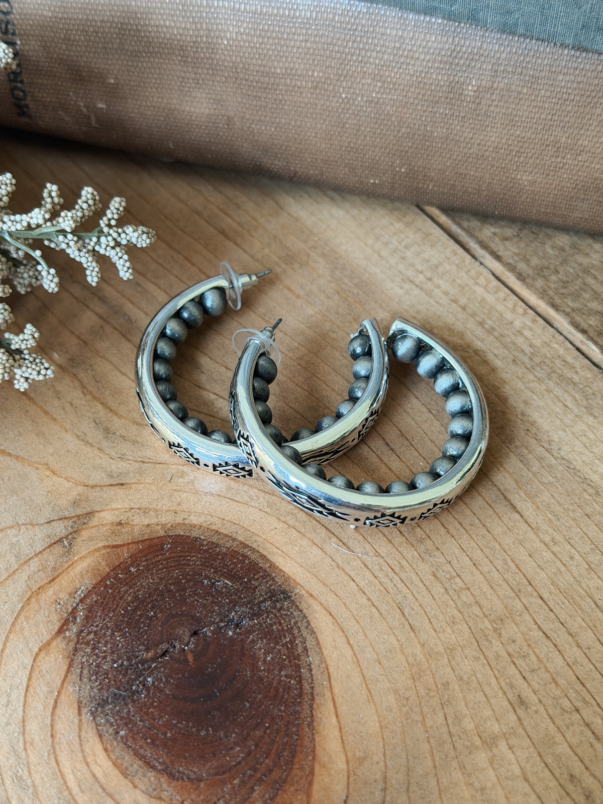 AZTEC PEARL HOOP EARRINGS