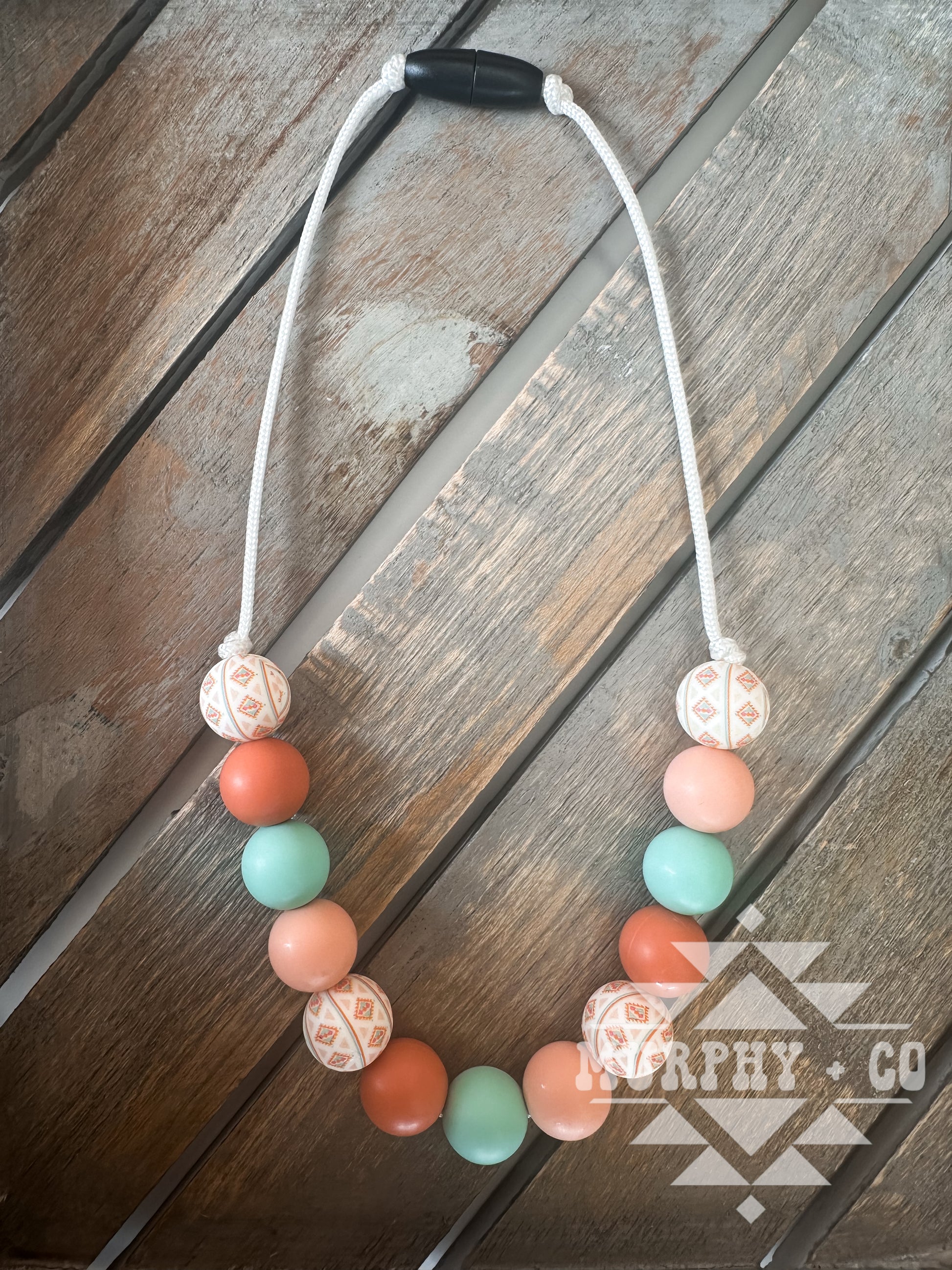 PEACH + MINT AZTEC NECKLACE
