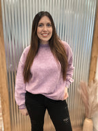 OVERSIZED ACID WASH FLEECE PULLOVER - LAVENDER