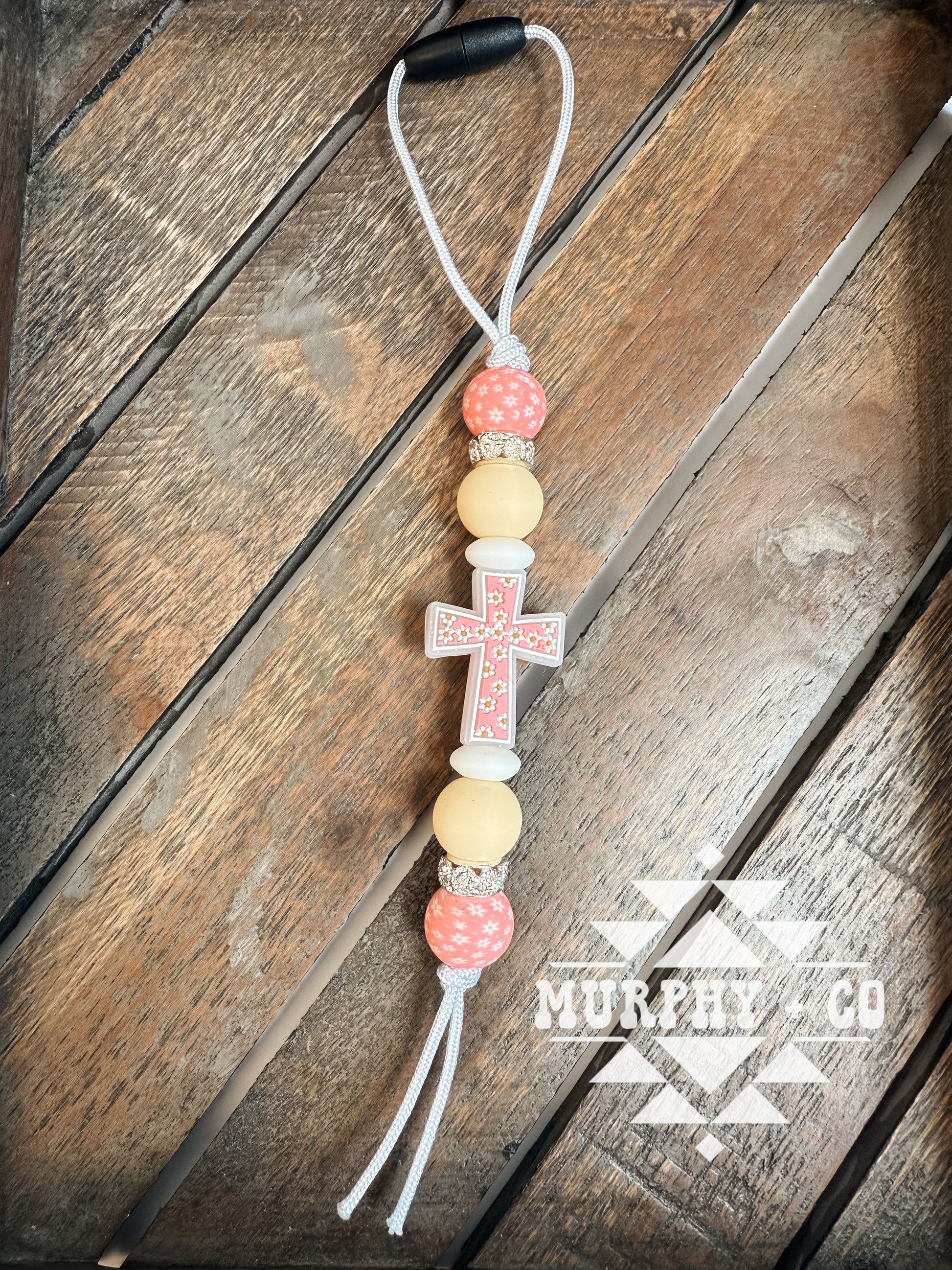FLORAL CROSS CAR CHARM