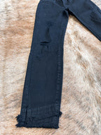 MID-RISE DISTRESSED ANKLE SKINNY - BLACK - KANCAN