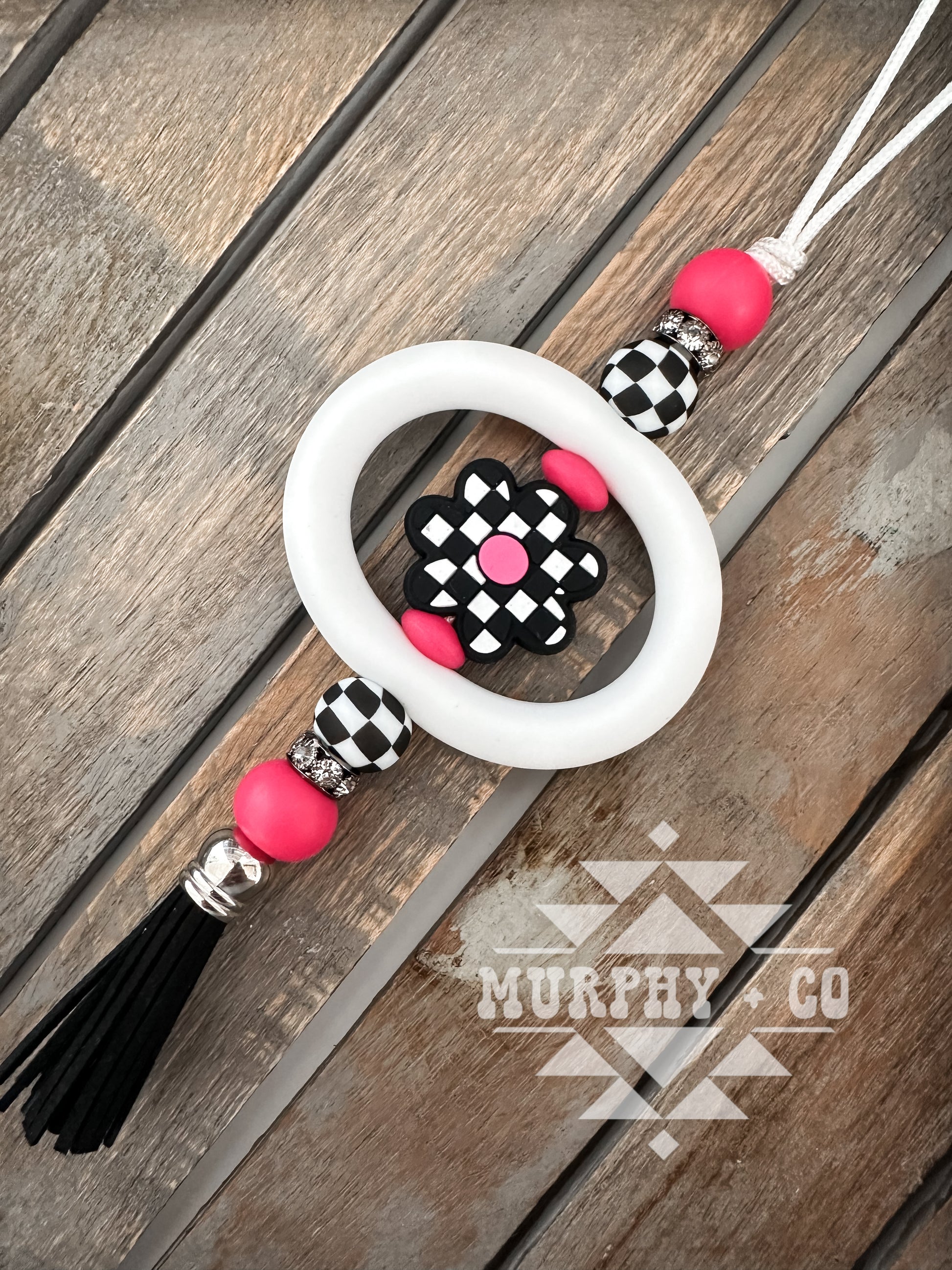 CHECKER FLORAL CAR CHARM