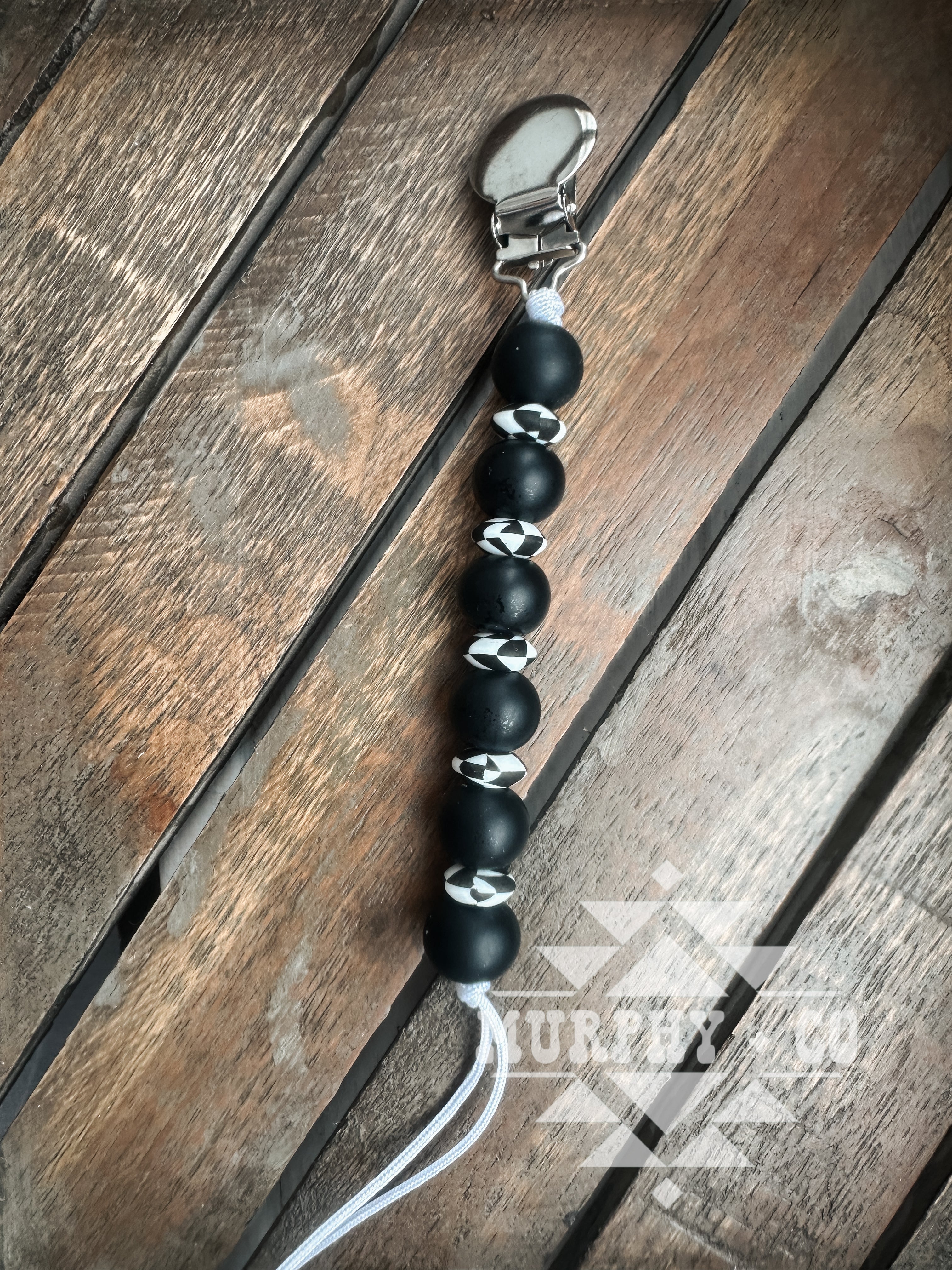 BLACK CHECKER PACIFIER CLIP [PICK YOUR SOLID COLORS]
