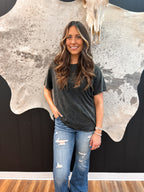 ACID WASHED SHORT SLEEVE TOP - ASH BLACK