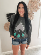 TURQUOISE SPADE GRAPHIC SHIRT OR SWEATSHIRT