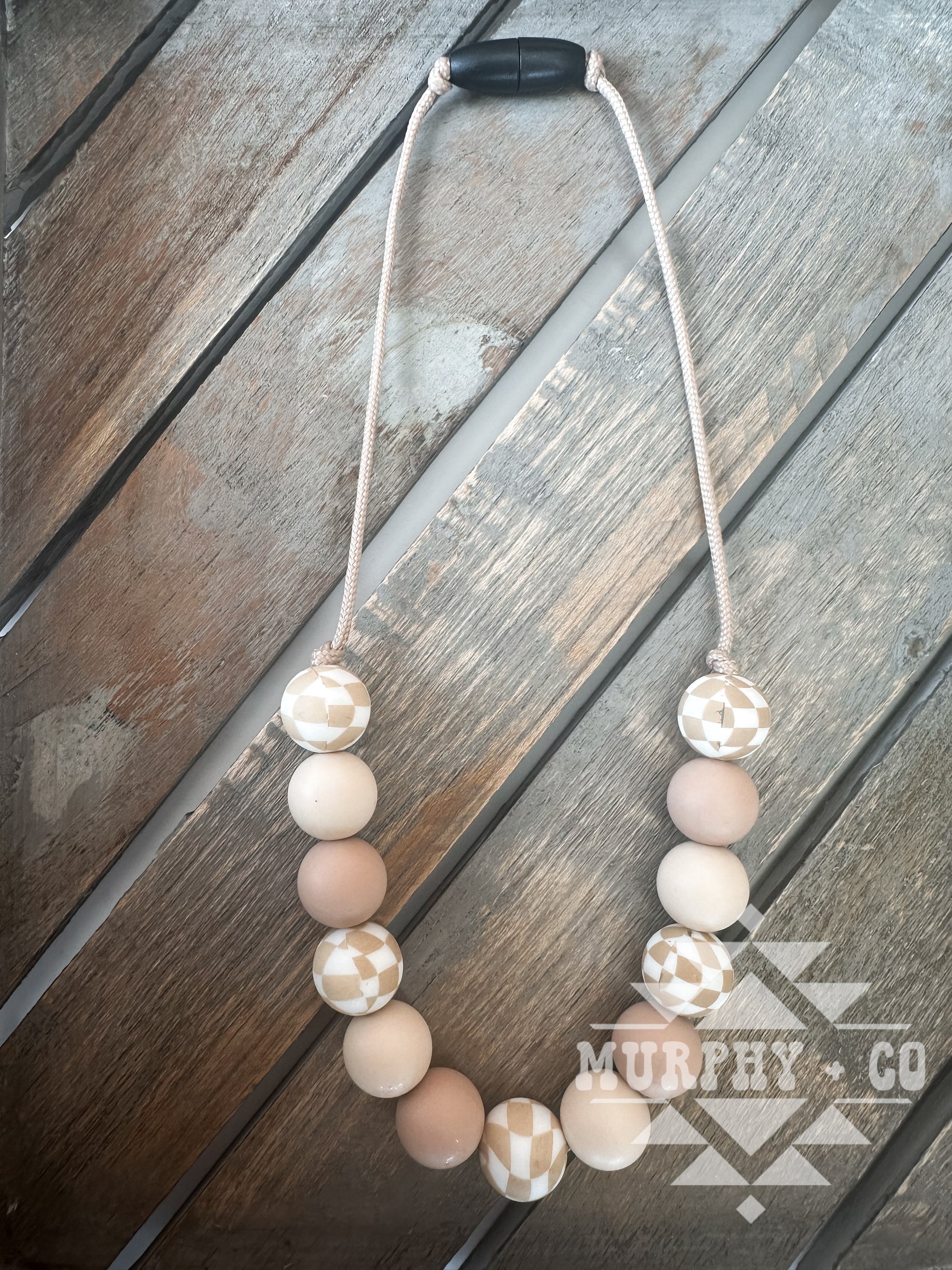 TAN CHECKERS NECKLACE [PICK YOUR OWN SOLID COLORS]