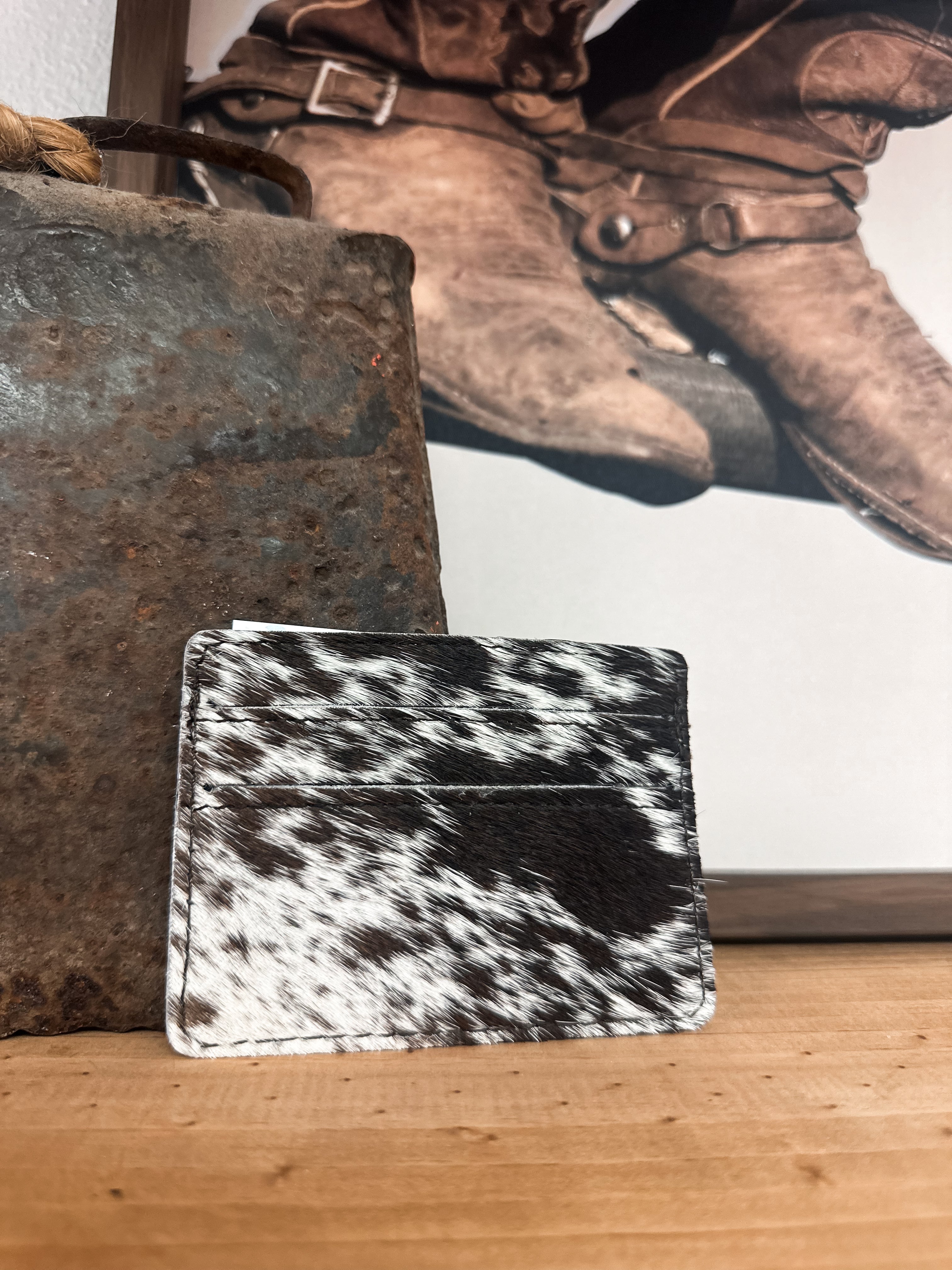 COWHIDE CREDIT CARD WALLET- SPECKLED