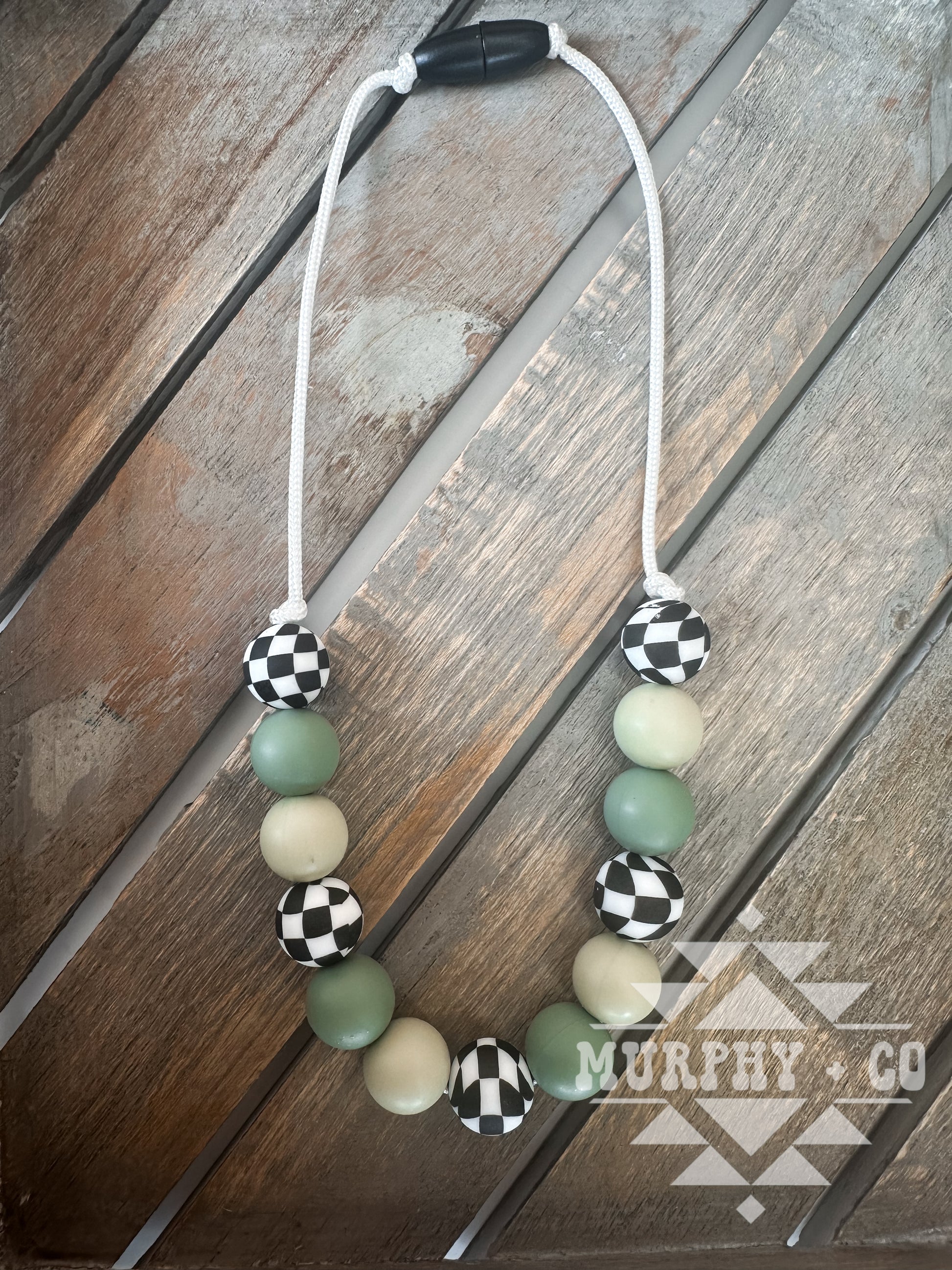 BLACK CHECKERS NECKLACE [PICK YOUR OWN SOLID COLORS]