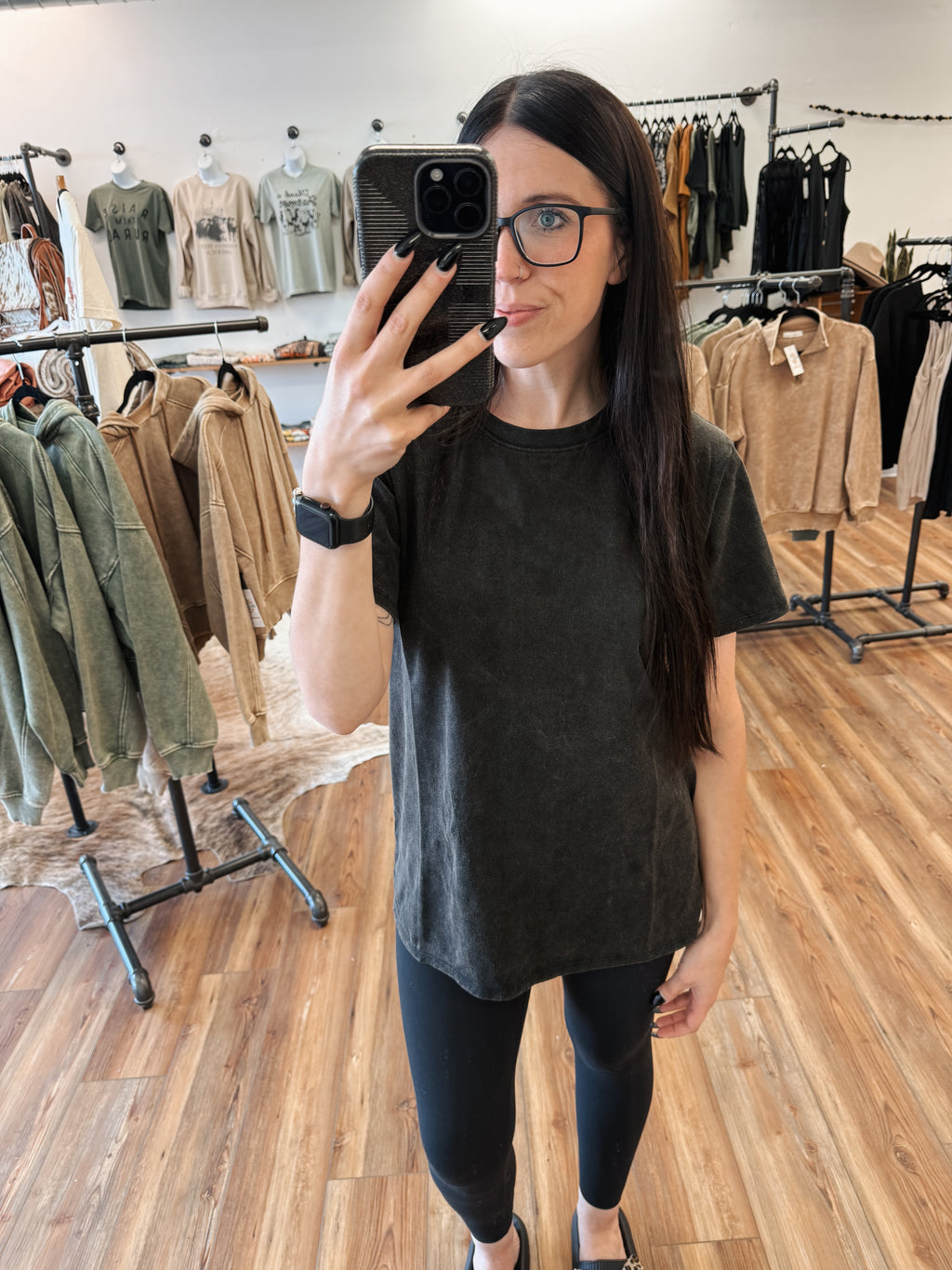 OVERSIZED MINERAL WASH TEE - ASH BLACK