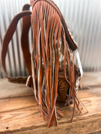 COWHIDE FRINGE BACKPACK - BROWN