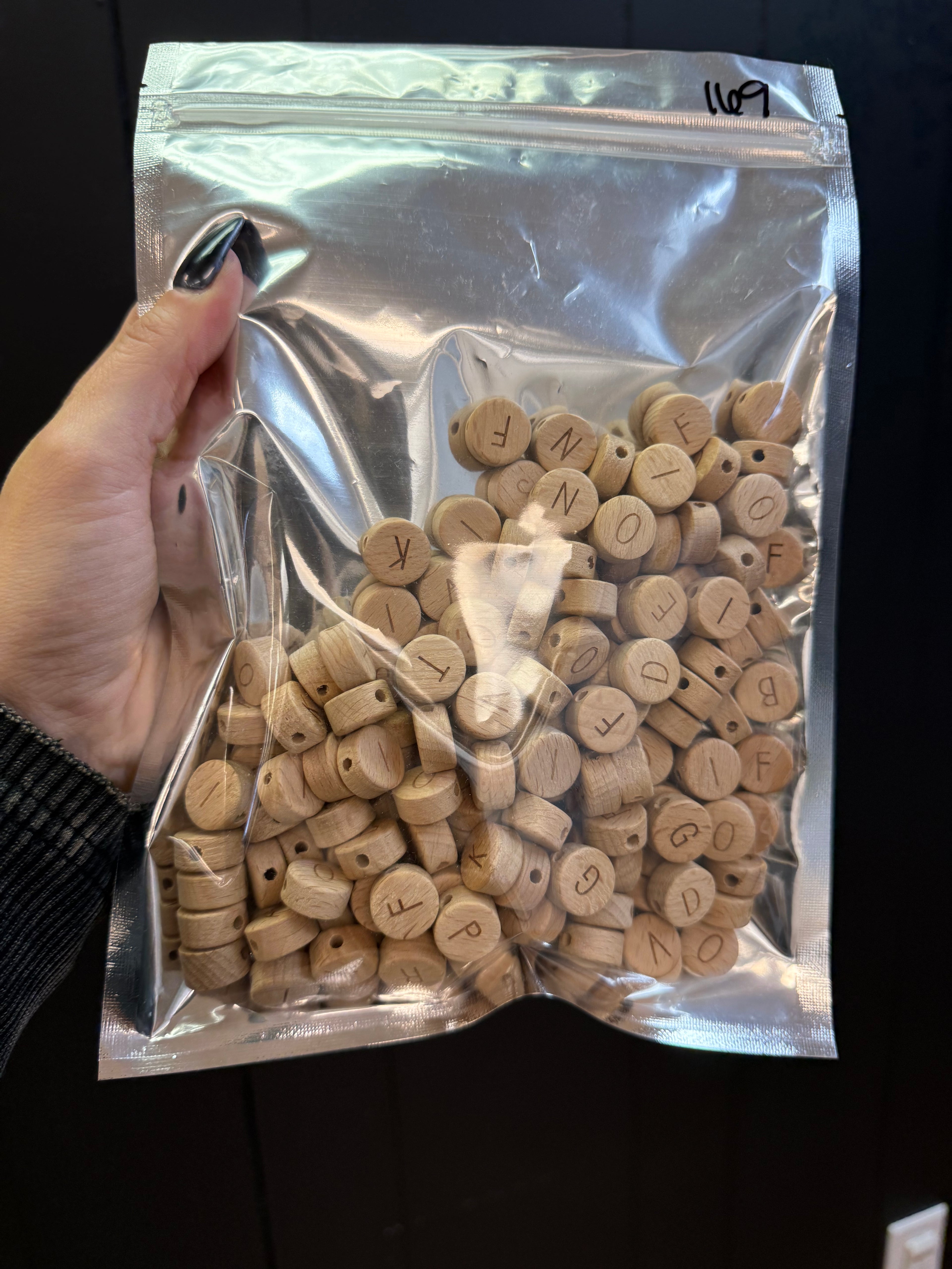 PACK OF 169 ROUND WOODEN LETTER BEADS