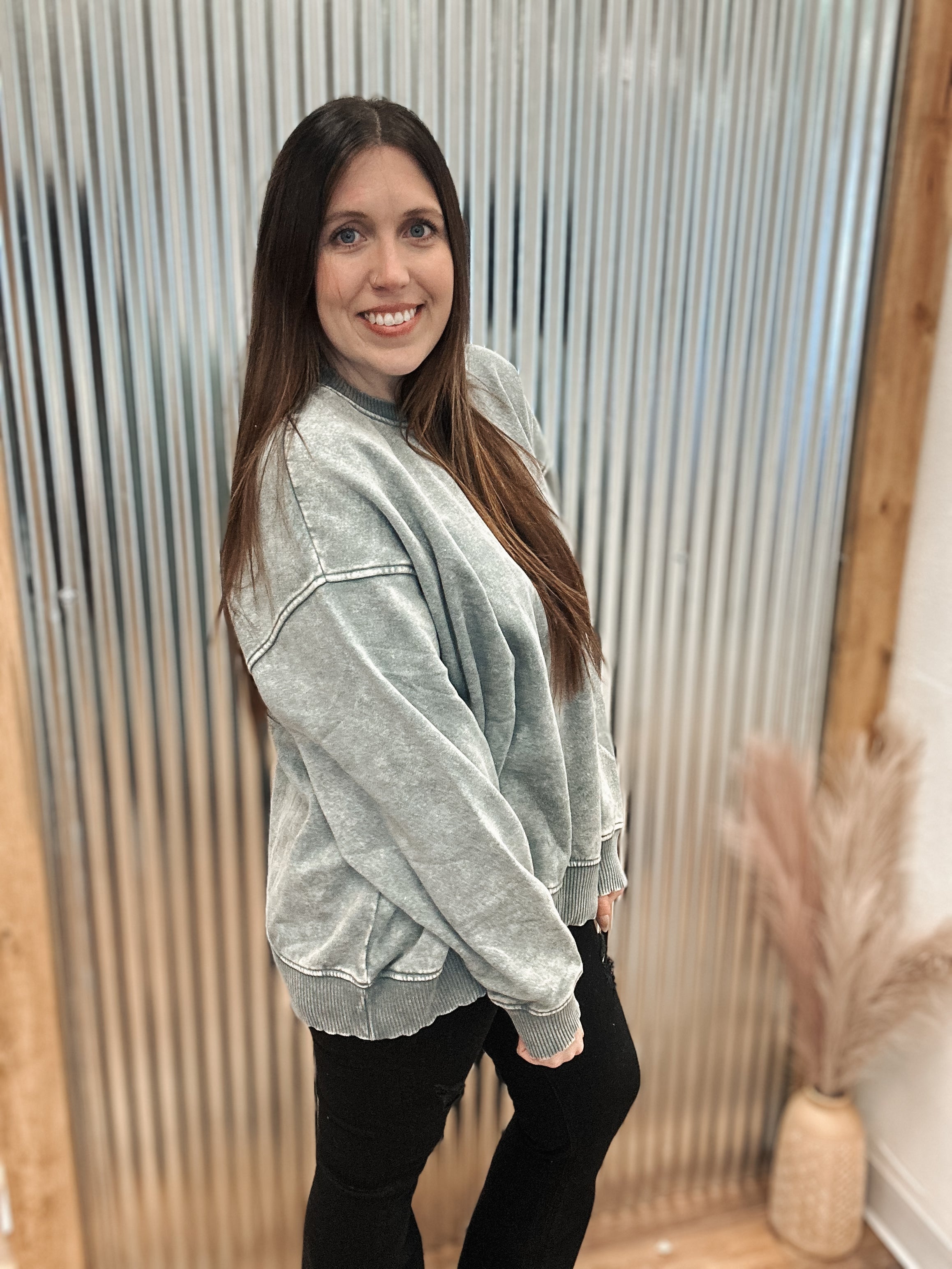 OVERSIZED FLEECE PULLOVER - ASH JADE