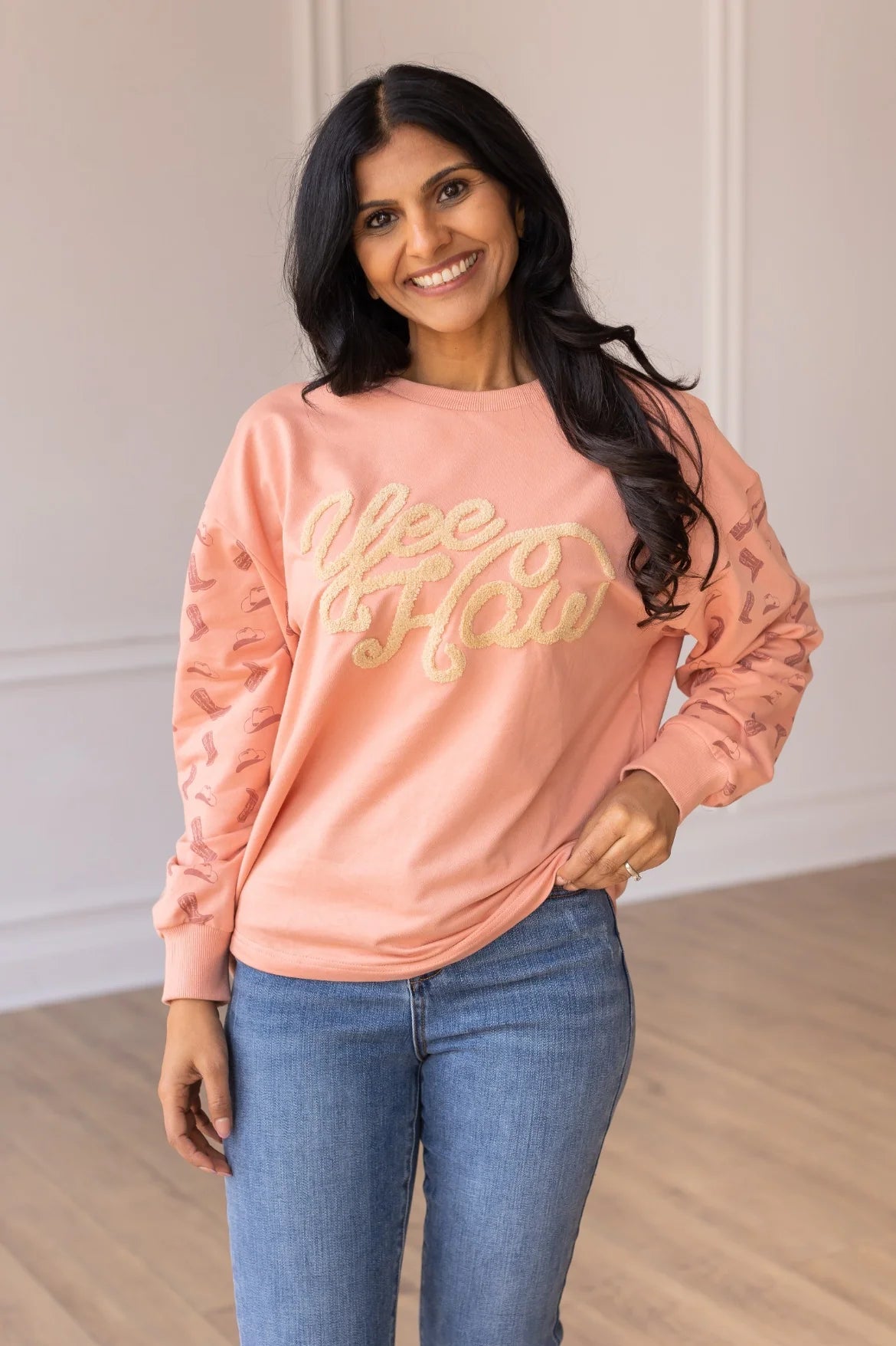 YEEHAW BLUSH PINK PULLOVER
