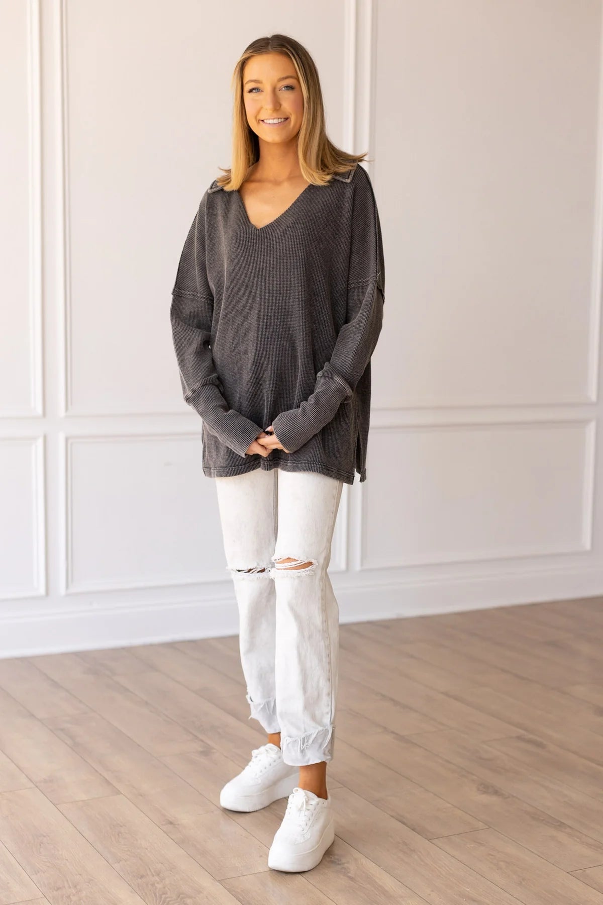 THE WYOMING WAFFLE KNIT TOP