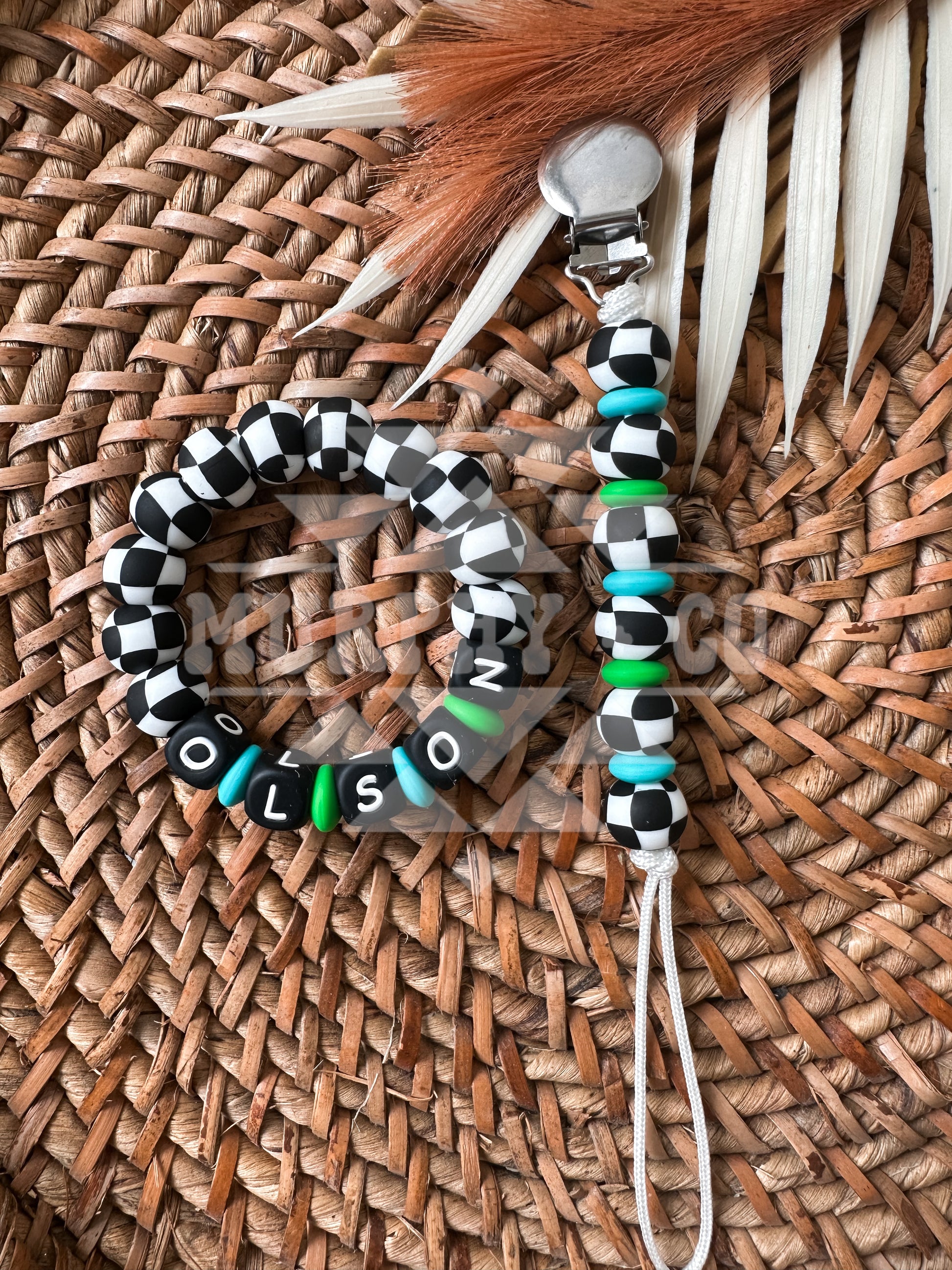 PERSONALIZED CHECKER TEETHING SET