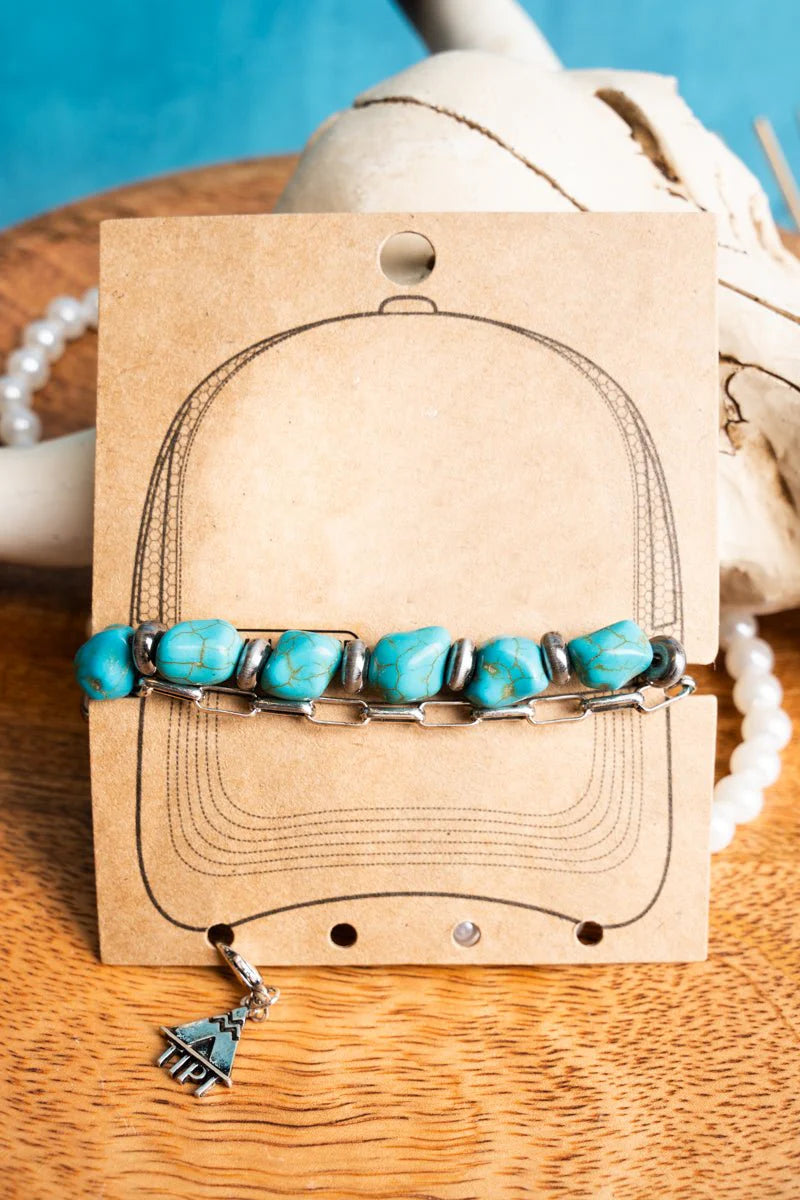 TURQUOISE NUGGET HAT CHAIN