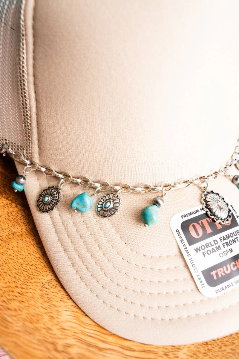 TURQUOISE + CONCHO HAT CHAIN
