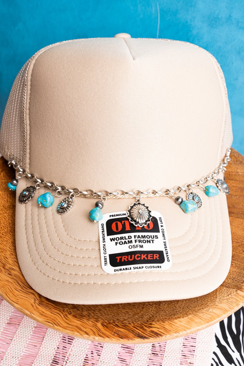 TURQUOISE + CONCHO HAT CHAIN