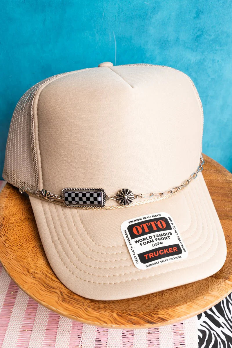 BLACK CHECKER HAT CHAIN