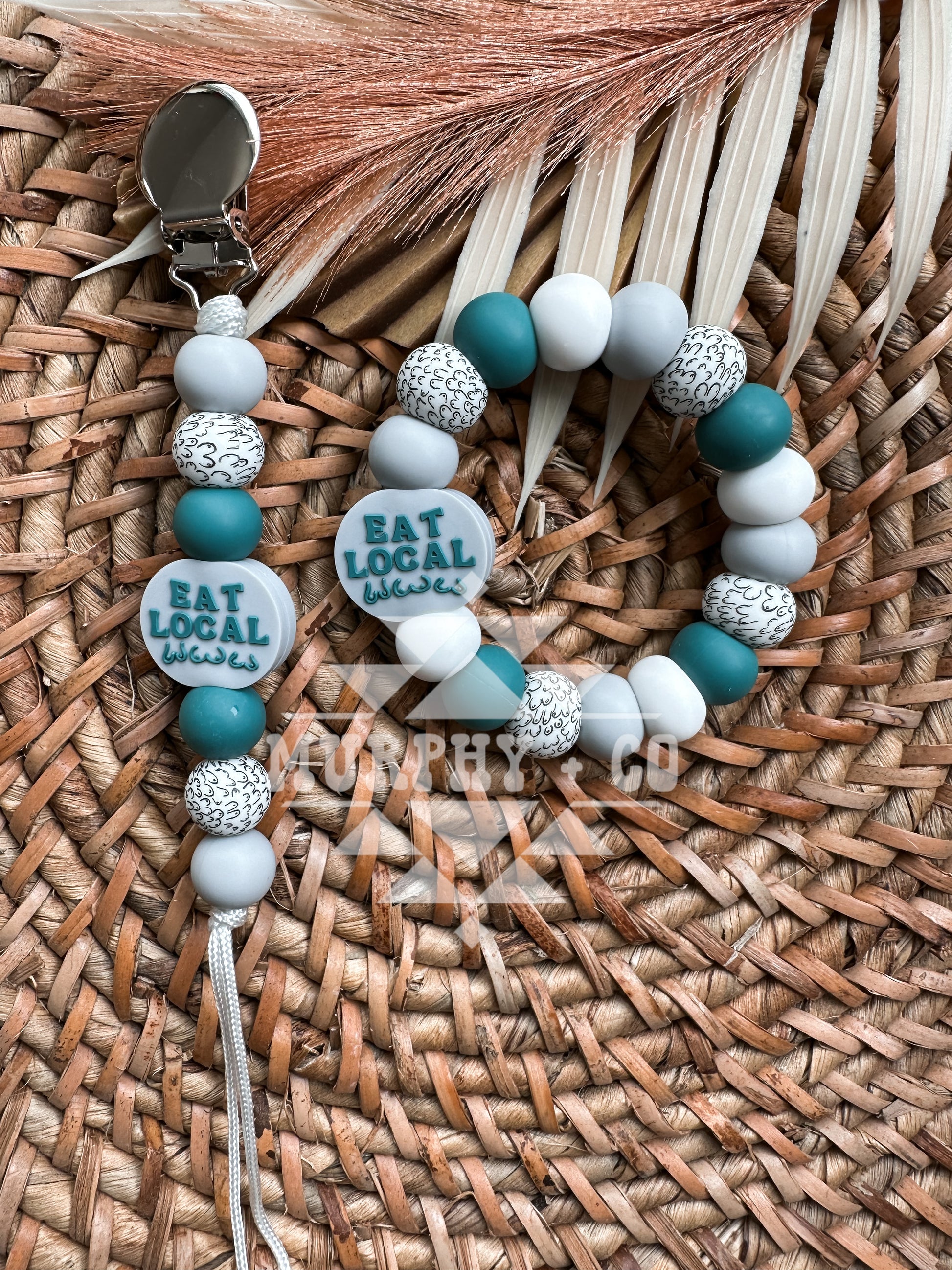 GRAY + TEAL EAT LOCAL TEETHER SET